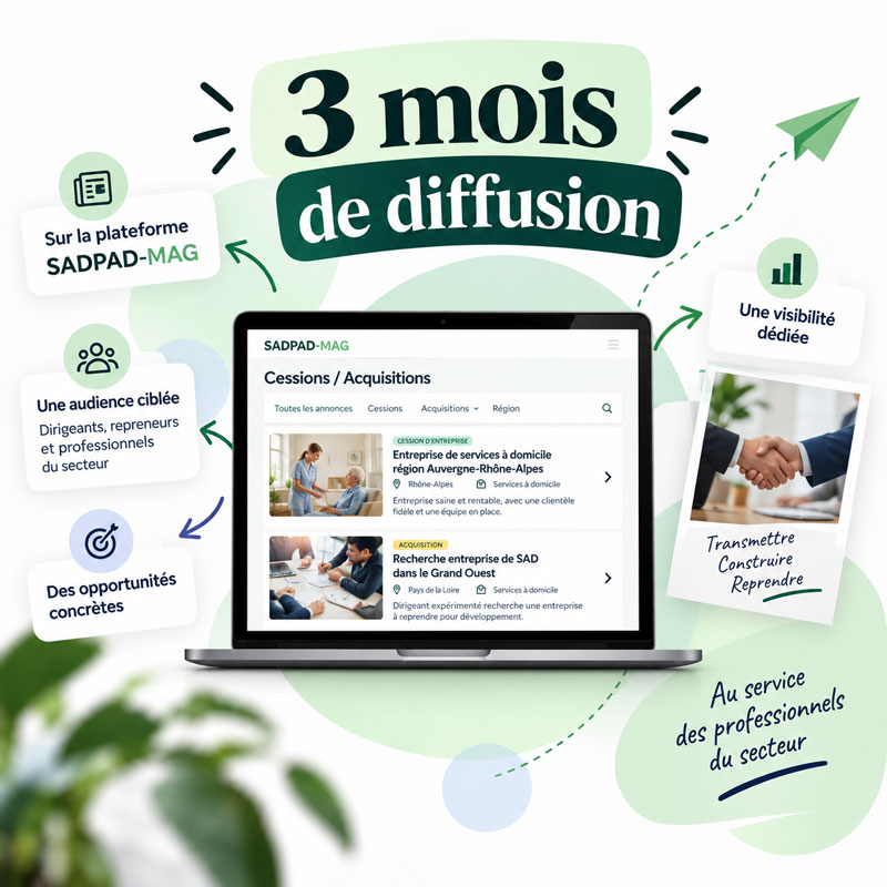 3 mois de diffusion d'une Annonce de cession d'entreprise